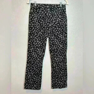 Ann Taylor Women's Five Pocket Kick Crop Pants Black Print Design Size 2